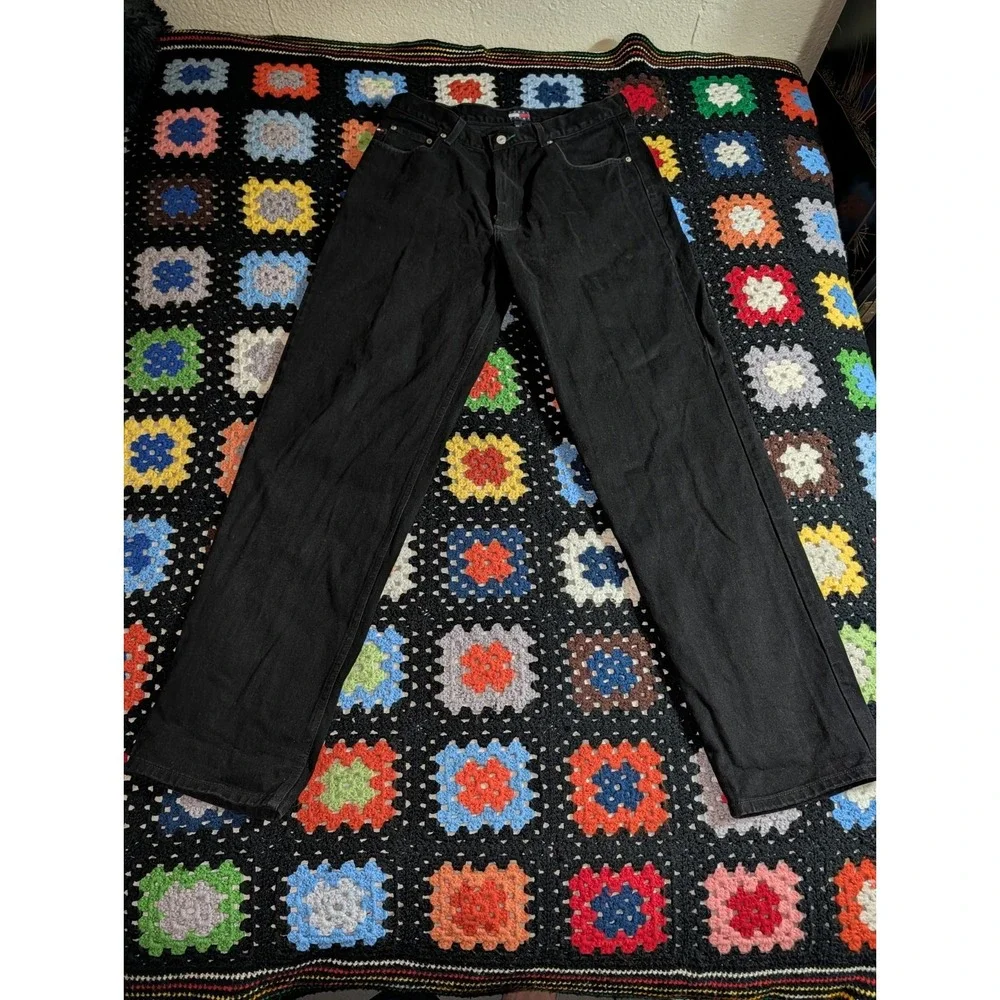 Vintage 90s Tommy Hilfiger Black Freedom Jeans Y2K Baggy 34x34 (32x34)